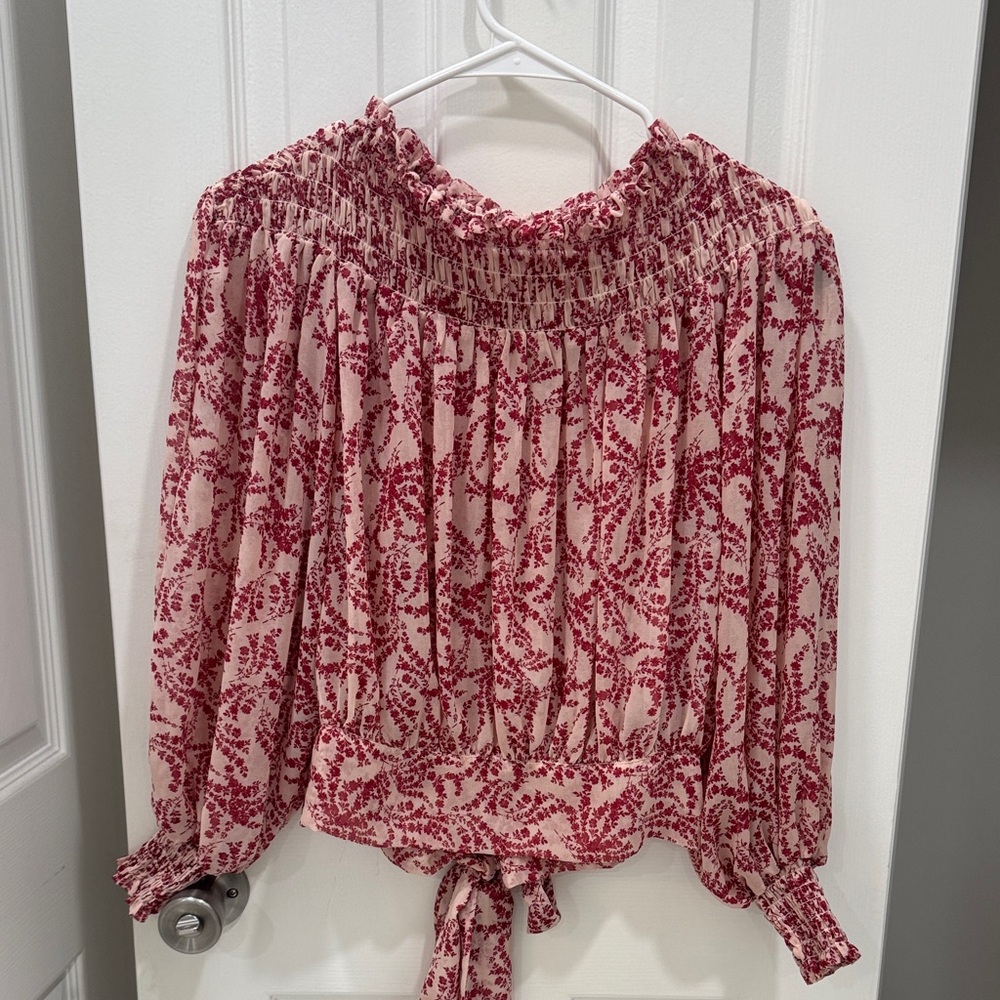 Smock-neck Off The Shoulder Blouse - VICI